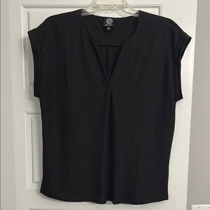 Bobeau Black Cap Sleeve Relaxed Blouse